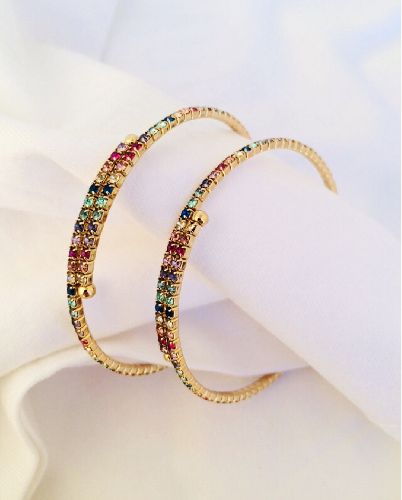 دست بند نگينى مولتى كالر زنانه Tosh Free رنگارنگ