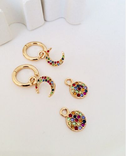 گوشواره حلقه مولتى كالر ٢ آويزه زنانه Tosh