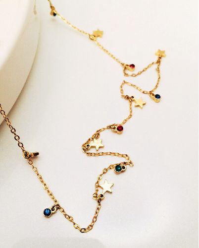 گردنبند اويز ستاره و نگين مولتى كالر زنانه Tosh