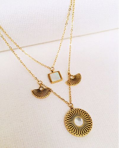 گردنبند ٢رج صدفى زنانه Tosh Free طلایی