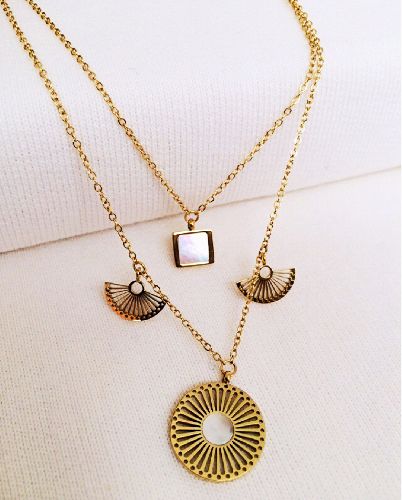 گردنبند ٢رج صدفى زنانه Tosh