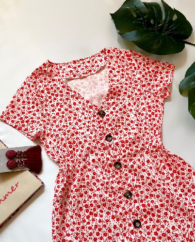 پیراهن گل گلی لینن زنانه FreeBrand