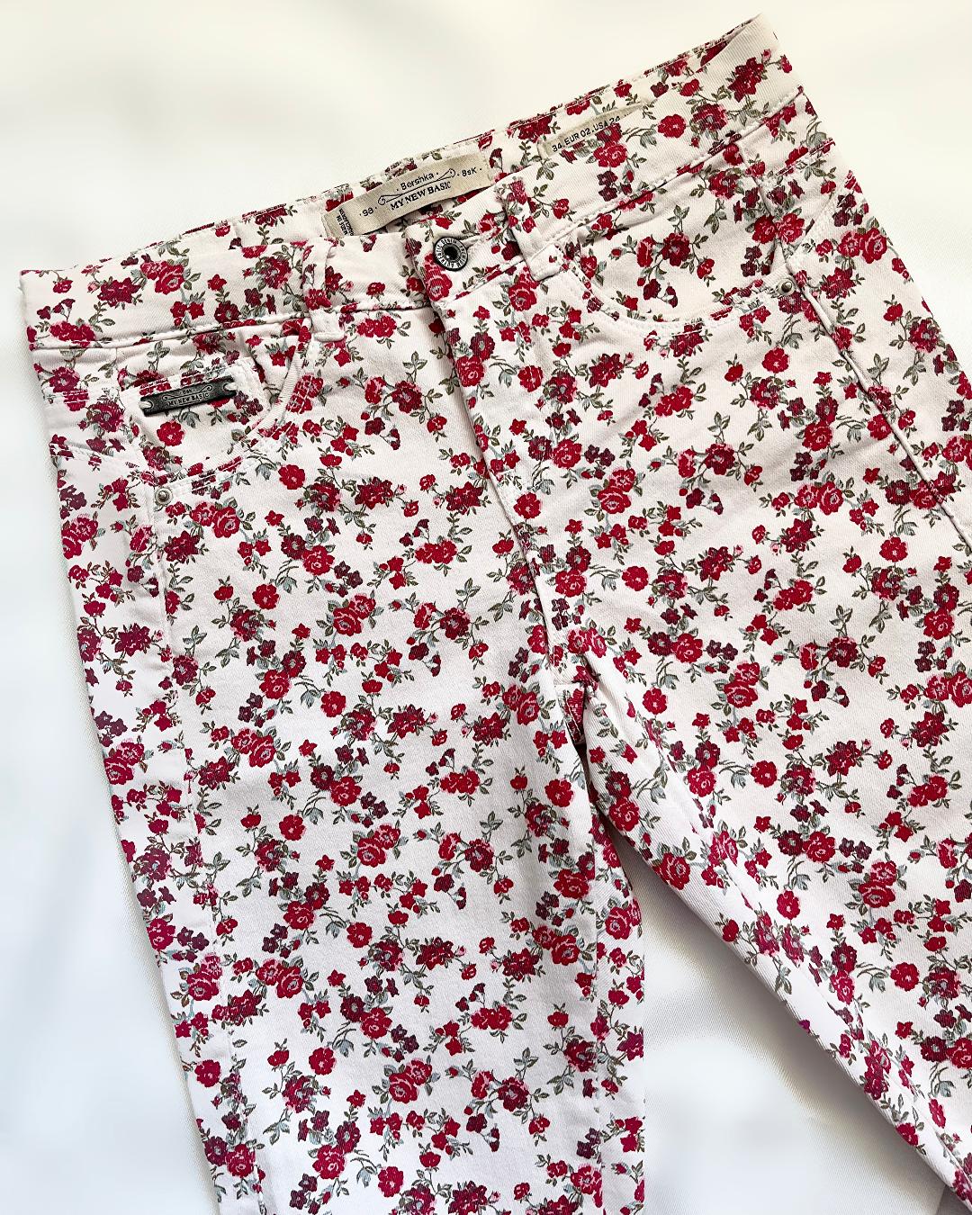 شلوار گلگی کتان کش زنانه Bershka