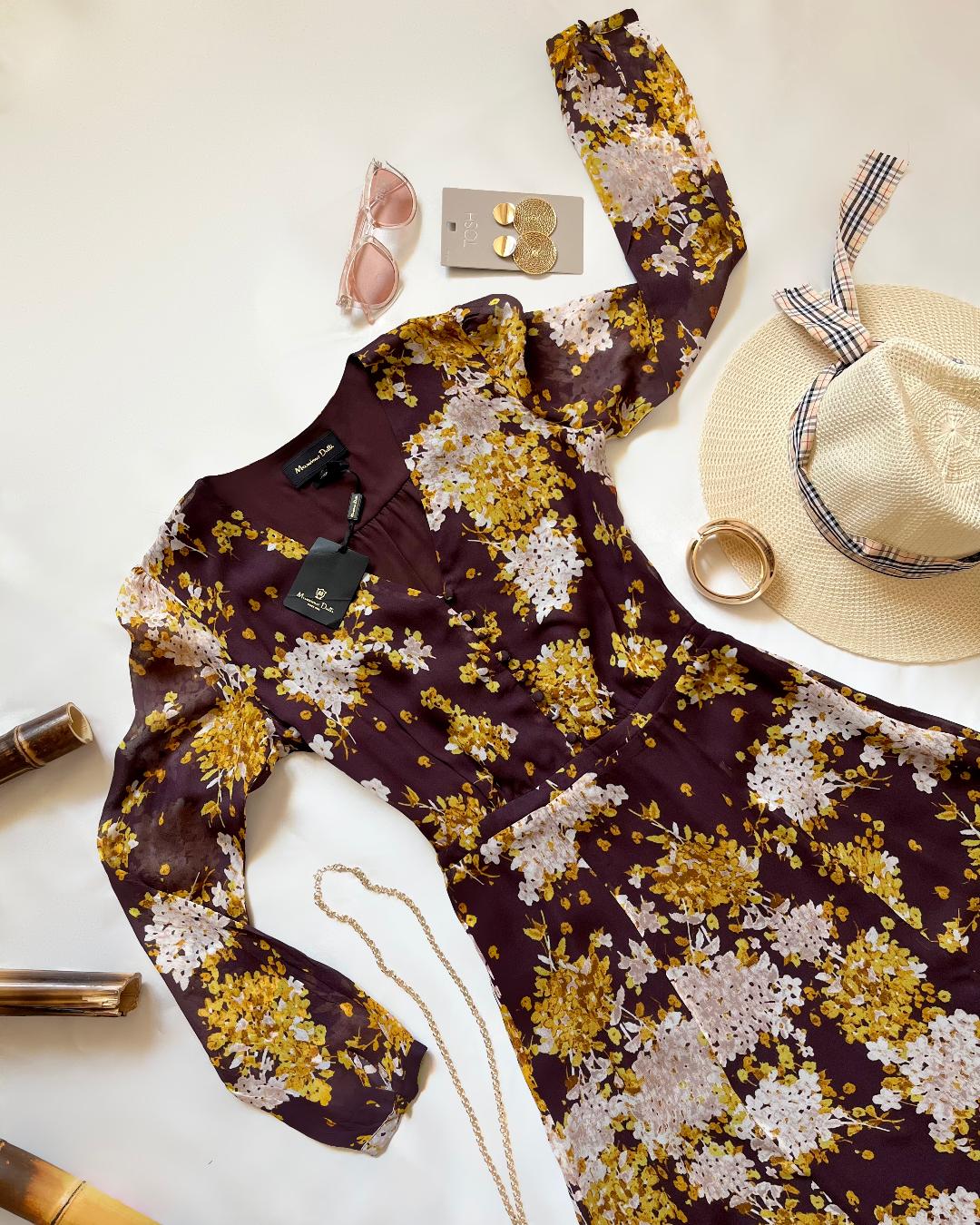 پیراهن گلگلی ساحلی زنانه Massimodutti