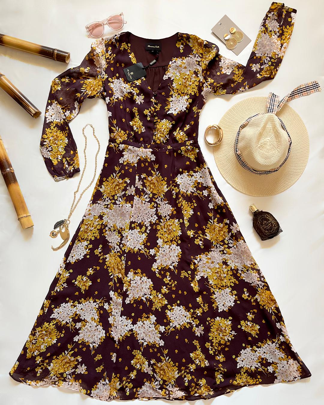 پیراهن گلگلی ساحلی زنانه Massimodutti