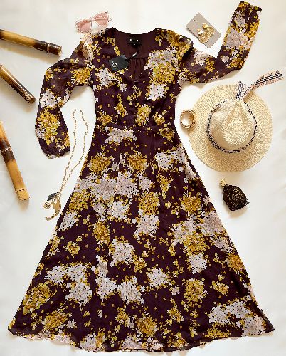 پیراهن گلگلی ساحلی زنانه Massimodutti