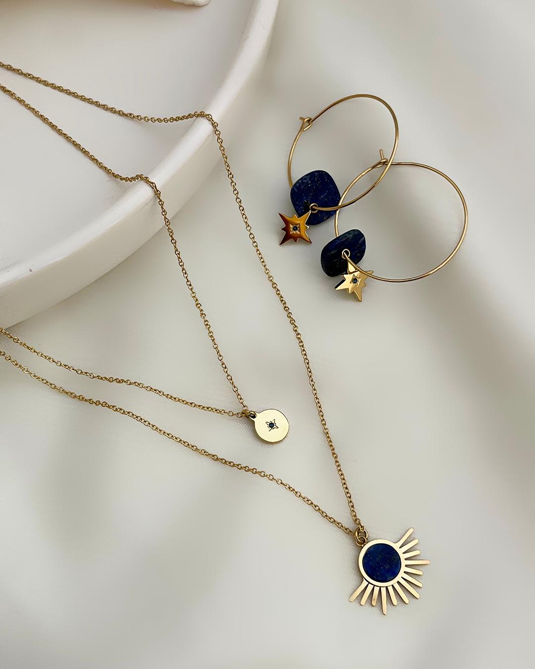 ست بدلیجات استیل سنگ لاجورد زنانه Tosh