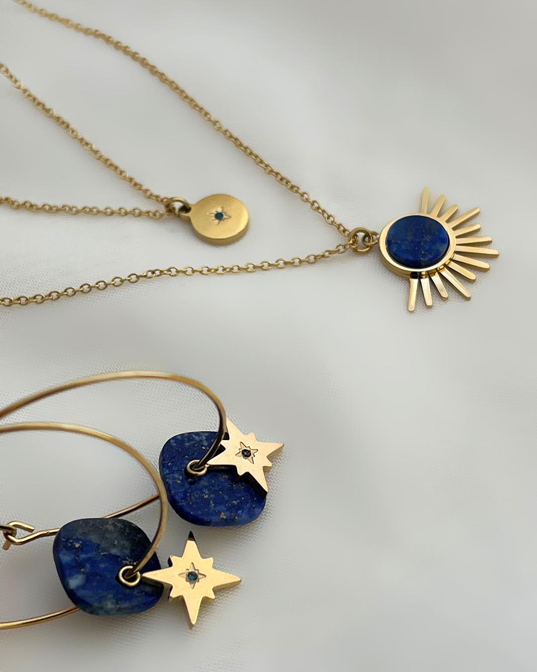 ست بدلیجات استیل سنگ لاجورد زنانه Tosh