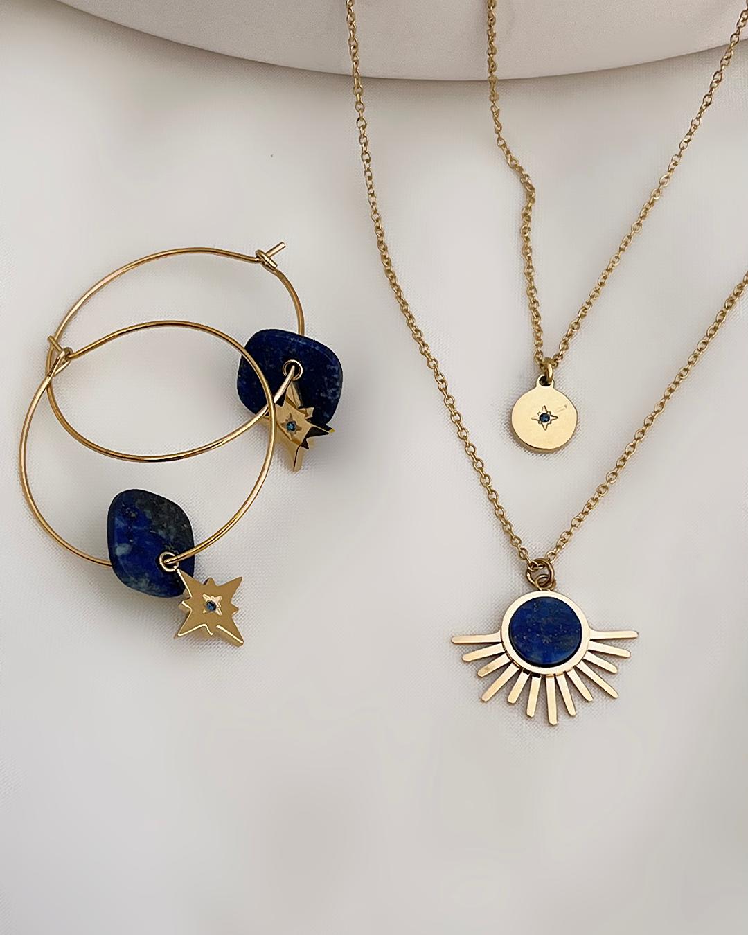 ست بدلیجات استیل سنگ لاجورد زنانه Tosh