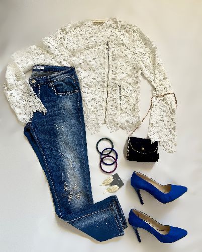 ژاکت دانتل توری درشت زنانه NAF NAF