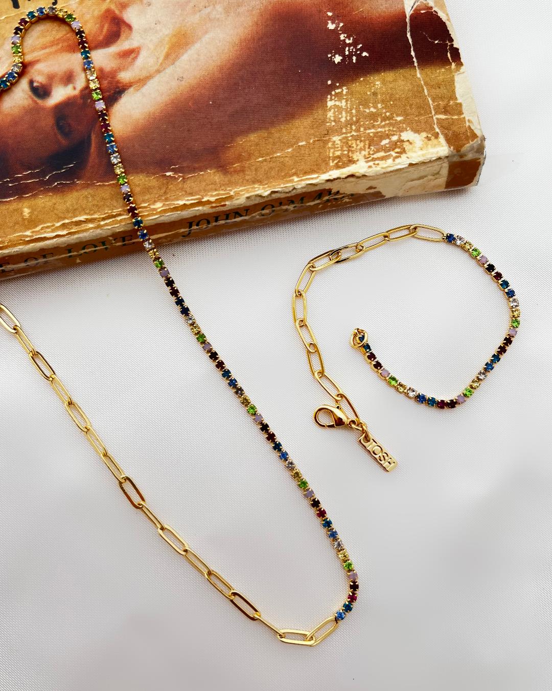 ست بدلیجات گردنبند و دستبند (هرمس و مولتی کالر) زنانه Tosh