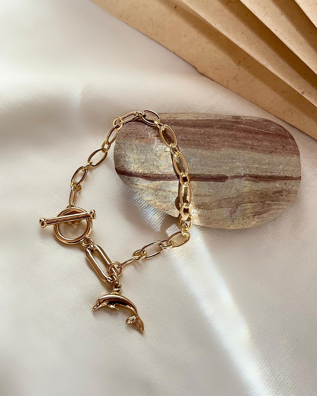 دست بند هرمس قفل T و اویز دلفین زنانه Accessories