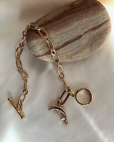 دست بند هرمس قفل T و اویز دلفین زنانه Accessories