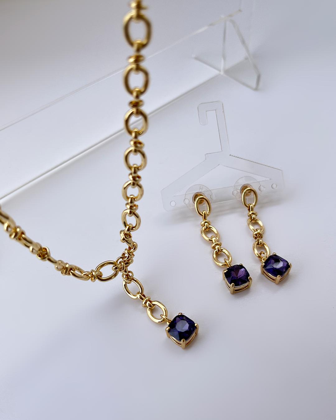 ست بدلیجات گردنبند و گوشواره کبود زنانه Tosh