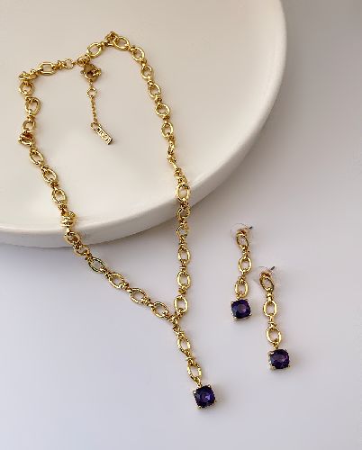 ست بدلیجات گردنبند و گوشواره کبود زنانه Tosh